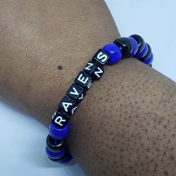 Baltimore Ravens Beaded Sports Bracelet - Picture 2 of 2